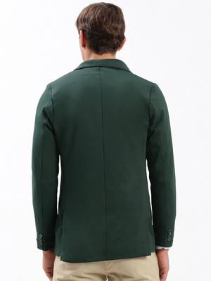 Men's Notched Lapel Solid Green Single-Breasted Blazer 4