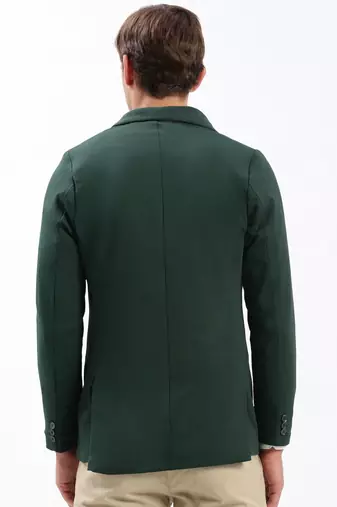 Men's Notched Lapel Solid Green Single-Breasted Blazer