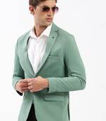 Men's Notched Lapel Solid Sea Green Single-Breasted Blazer