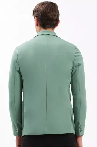 Men's Notched Lapel Solid Sea Green Single-Breasted Blazer