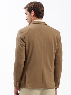 Men's Notched Lapel Solid Brown Single-Breasted Blazer 4