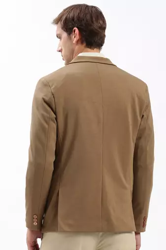 Men's Notched Lapel Solid Brown Single-Breasted Blazer