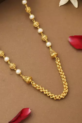 White Gold Beaded Necklace