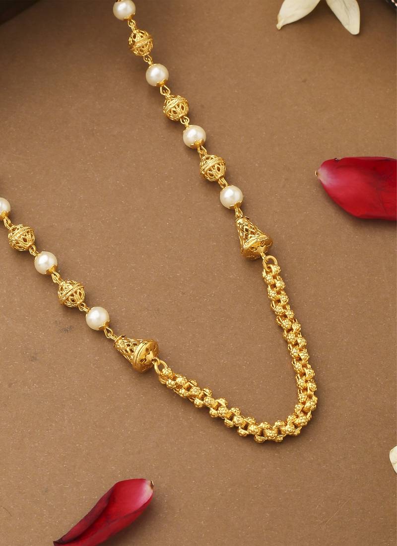 White Gold Beaded Necklace