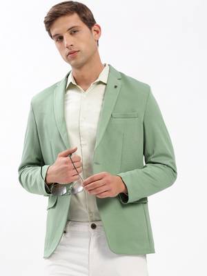 SHOWOFF Men's Notched Lapel Solid Green Single-Breasted Blazer 1