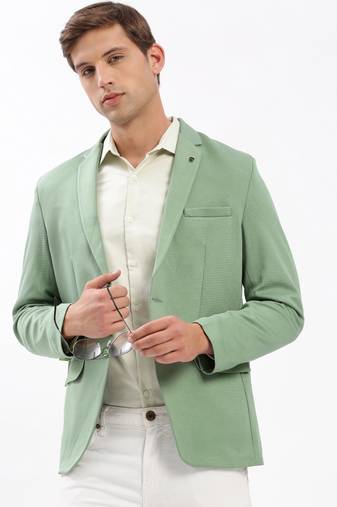 SHOWOFF Men's Notched Lapel Solid Green Single-Breasted Blazer
