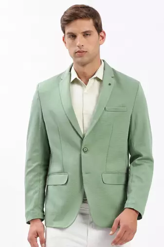 SHOWOFF Men's Notched Lapel Solid Green Single-Breasted Blazer