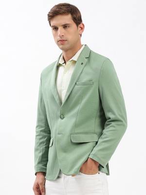 SHOWOFF Men's Notched Lapel Solid Green Single-Breasted Blazer 3