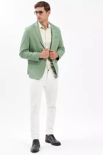 SHOWOFF Men's Notched Lapel Solid Green Single-Breasted Blazer