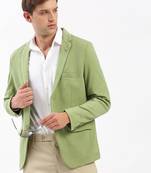 Men's Notched Lapel Solid Green Single-Breasted Blazer