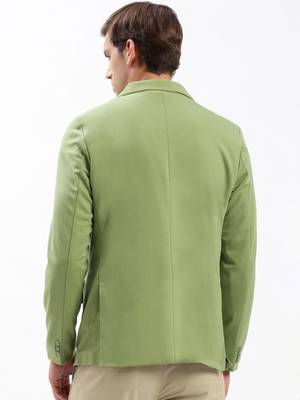 Men's Notched Lapel Solid Green Single-Breasted Blazer 4