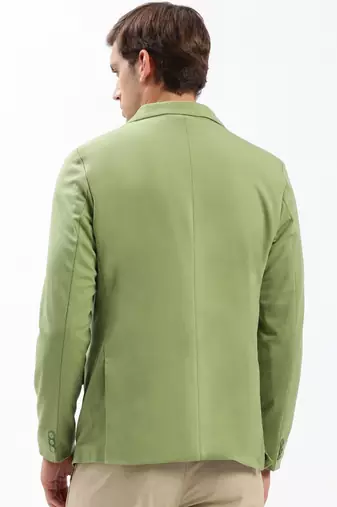 Men's Notched Lapel Solid Green Single-Breasted Blazer
