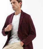 SHOWOFF Men's Notched Lapel Solid Maroon Single-Breasted Blazer