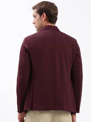 SHOWOFF Men's Notched Lapel Solid Maroon Single-Breasted Blazer 4