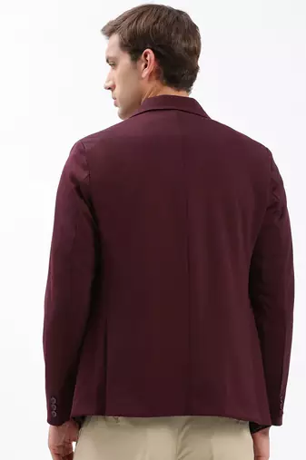 SHOWOFF Men's Notched Lapel Solid Maroon Single-Breasted Blazer