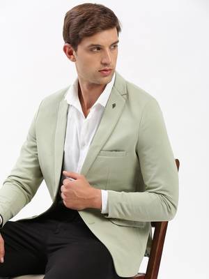 SHOWOFF Men's Notched Lapel Solid Green Single-Breasted Blazer 1