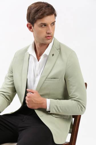 SHOWOFF Men's Notched Lapel Solid Green Single-Breasted Blazer