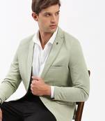 SHOWOFF Men's Notched Lapel Solid Green Single-Breasted Blazer