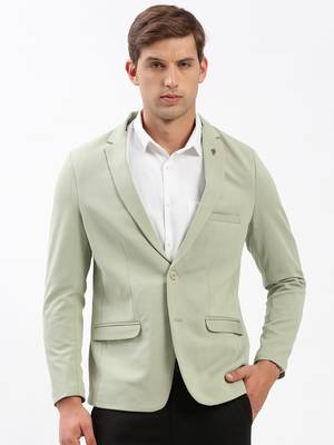 SHOWOFF Men's Notched Lapel Solid Green Single-Breasted Blazer 2