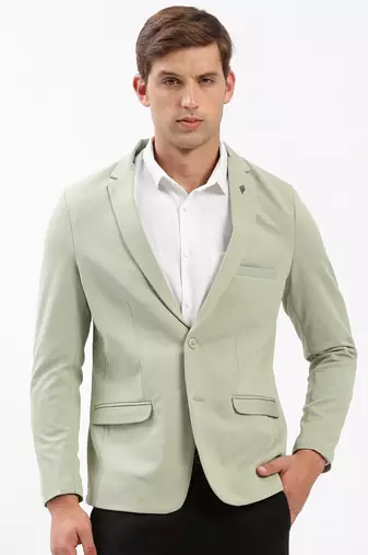 SHOWOFF Men's Notched Lapel Solid Green Single-Breasted Blazer