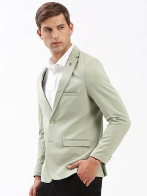 SHOWOFF Men's Notched Lapel Solid Green Single-Breasted Blazer 3