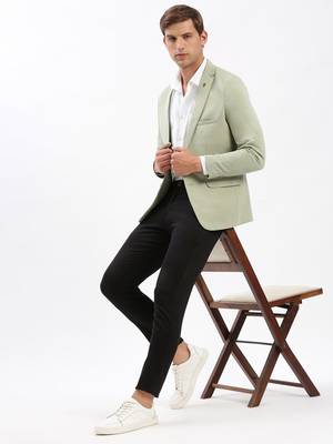 SHOWOFF Men's Notched Lapel Solid Green Single-Breasted Blazer 5