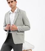 Men's Notched Lapel Solid Grey Single-Breasted Blazer