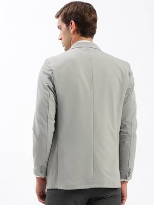 Men's Notched Lapel Solid Grey Single-Breasted Blazer 4