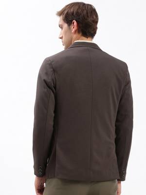 Men's Notched Lapel Solid Brown Single-Breasted Blazer 4