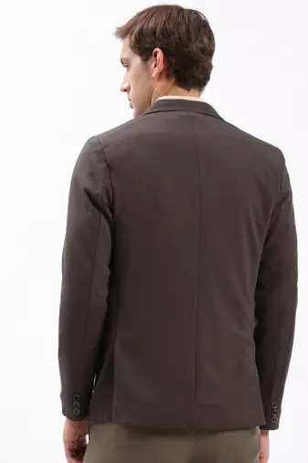 Men's Notched Lapel Solid Brown Single-Breasted Blazer