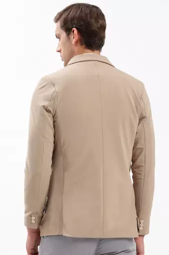 Men's Notched Lapel Solid Beige Single-Breasted Blazer
