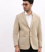 SHOWOFF Men's Solid Notched Lapel Beige Single Breasted Blazer
