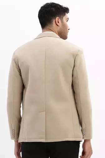 SHOWOFF Men's Solid Notched Lapel Beige Single Breasted Blazer
