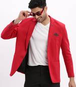 Men's Solid Notched Lapel Red Single Breasted Blazer