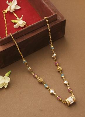 Multicolour Beaded Gold Plated Necklace 1