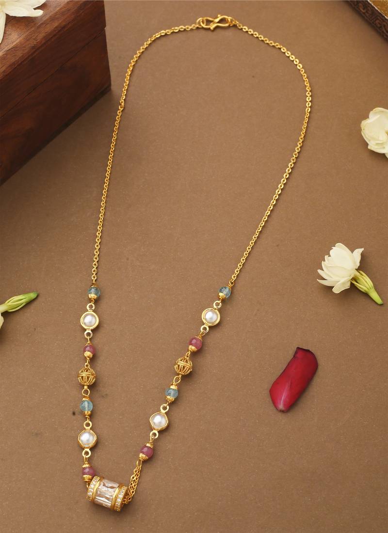 Multicolour Beaded Gold Plated Necklace