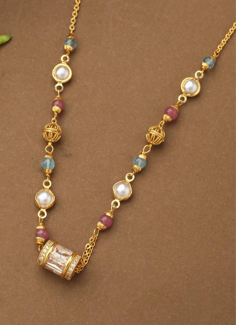Multicolour Beaded Gold Plated Necklace