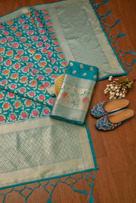 Rama soft banarasi silk zari woven design dress material 1