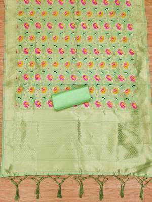 Pista soft banarasi silk zari woven design dress material 4