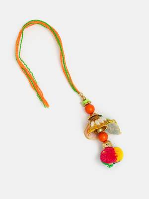  women set of 2 red beaded lumba rakhi with roli chawal & chocolate 2