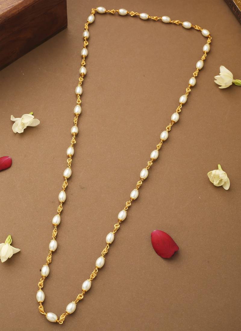 White Gold Plated Beaded Necklace