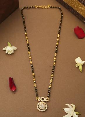 Black Gold Mangalsutra With Single Stone 2