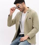 SHOWOFF Men's Solid Notched Lapel Green Single Breasted Blazer