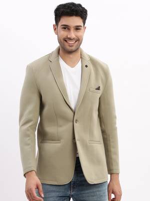 SHOWOFF Men's Solid Notched Lapel Green Single Breasted Blazer 2
