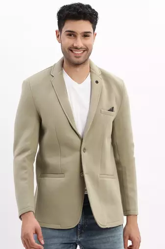 SHOWOFF Men's Solid Notched Lapel Green Single Breasted Blazer