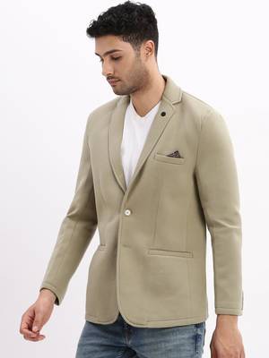 SHOWOFF Men's Solid Notched Lapel Green Single Breasted Blazer 3