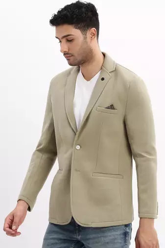 SHOWOFF Men's Solid Notched Lapel Green Single Breasted Blazer