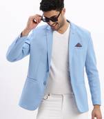 SHOWOFF Men's Solid Notched Lapel Blue Single Breasted Blazer
