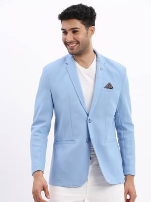 SHOWOFF Men's Solid Notched Lapel Blue Single Breasted Blazer 2