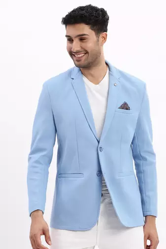 SHOWOFF Men's Solid Notched Lapel Blue Single Breasted Blazer